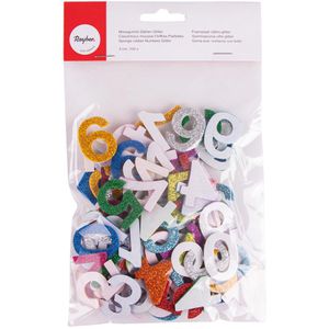 Produktbild für Moosgummi Rayher 30228000 Glitzer Zahlen, Höhe 3 cm