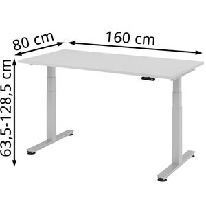 Produktbild für Schreibtisch Hammerbacher XDSM 16, lichtgrau / silber