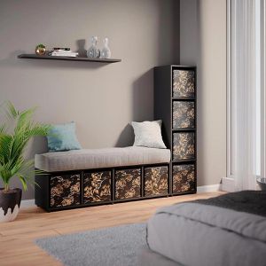 Produktbild für Bücherregal Vicco Ludus, schwarz, mit 2 Faltboxen