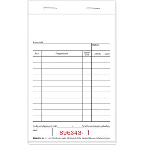 Produktbild für Kassenblock RNK 2952, 9,6 x 16,7 cm