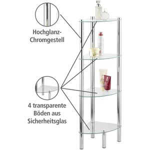 Produktbild für Badregal Wenko Yago 15852100, aus Glas / Edelstahl, verchromt
