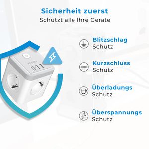 Produktbild für Steckdosenwürfel Voomy Split X4, weiß / grau