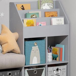 Produktbild für Bücherregal Vicco Luigi, grau, mit 4 Faltboxen