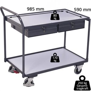 Produktbild für Tischwagen VARIOfit sw-600.959, ESD, Metall &amp; Holz