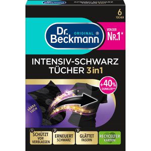 Dr.Beckmann Textilfarbe Intensiv-Schwarz 3in1, für Waschmaschine, 6 Tücher