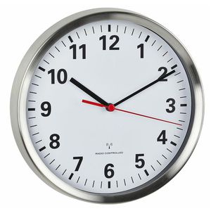 Produktbild für Wanduhr TFA 60.3529.02, Edelstahl, analog, Funkuhr