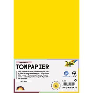 Folia Tonpapier 6714, 50 x 70cm, bananengelb, 130g/m², 10 Blatt