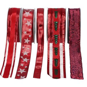 Produktbild für Geschenkband Präsent Weihnachten, rot