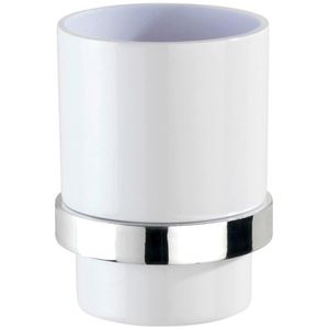 Produktbild für Zahnputzbecher Wenko Quadro Turbo-Loc, weiß, aus Kunststoff