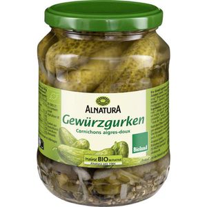 Alnatura Gemüsekonserve Gewürzgurken, BIO, mit Kräutern, 360g