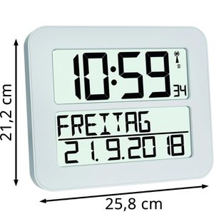 Produktbild für Wanduhr TFA 60.4512.02 Timeline, Kunststoff, digital, Funkuhr