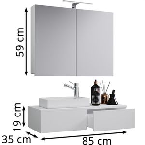 Produktbild für Waschtisch VCM Gudas, 914835, mit Spiegelschrank, weiß