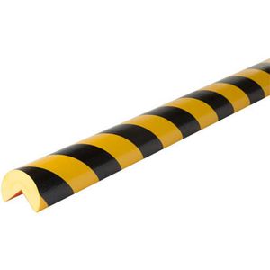 Knuffi Schutzprofil Typ A, Kreis, selbstklebend, 5m Länge, schwarz / gelb,  40 x 40mm, Kantenschutz – Böttcher AG