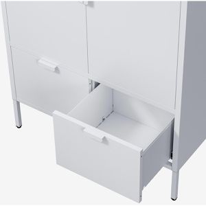 Produktbild für Highboard FlexiSpot CB10B-Hybrid, weiß aus Metall