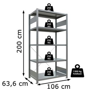 Produktbild für Schwerlastregal Schulte 12960, 5 Metallböden