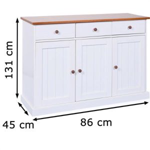 Produktbild für Sideboard Inter-Link Westerland 4.2, aus Massivholz, weiß