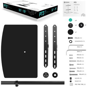 Produktbild für TV-Ständer Onkron PT3-B, schwarz, Metall &amp; Glas