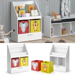Produktbild für Bücherregal Vicco Luigi, weiß, mit 2 Faltboxen