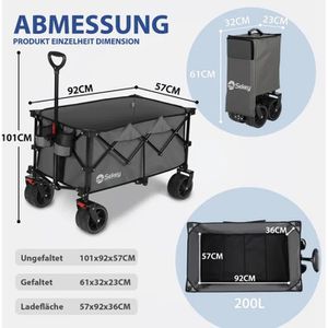 Produktbild für Bollerwagen Sekey XXL Plus FW198, faltbar