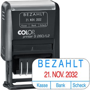 Produktbild für Datumstempel Colop Printer S260/L2, rot/blau, selbstfärbend