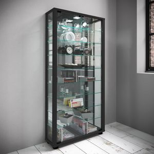 Produktbild für Glasvitrine VCM Lumo Maxi, mit Spiegelrückwand, stehend