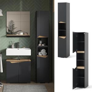 Produktbild für Badschrank Vicco Marelle, mit 4 Füßen, anthrazit/artisan eiche