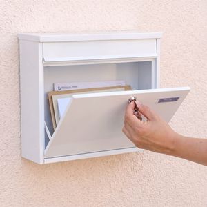 Produktbild für Briefkasten Rottner T00162, Hochhaus II, weiß, aus Stahl