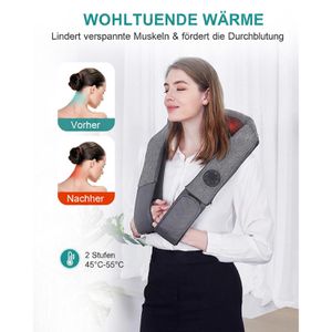 Produktbild für Nackenmassagegerät Nekteck Shiatsu, grau, mit Akku