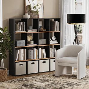 Produktbild für Bücherregal Vicco Karree, anthrazit / eiche