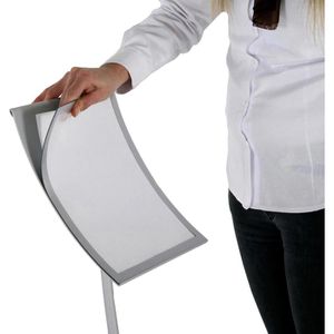 Produktbild für Infoständer Update-Displays Arc aus Stahl, silber, A4