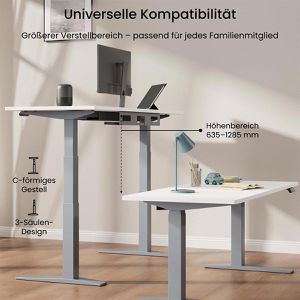 Produktbild für Schreibtisch FlexiSpot E7S-Pro 2026, weiß / grau
