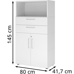 Produktbild für Kombischrank Hammerbacher FW48K2KG, weiß