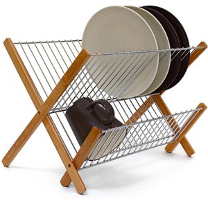 Produktbild für Abtropfgestell Relaxdays Cross Bambus-Metall
