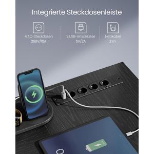 Produktbild für Schreibtisch Vasagle LWD095B01, schwarz / schwarz