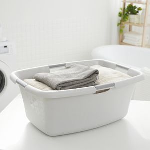 Produktbild für Wäschekorb Rotho Flowers, grau, mit 4 Griffen