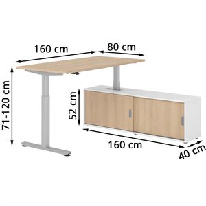 Produktbild für Schreibtisch Hammerbacher XMST 29252, eiche, mit Sideboard
