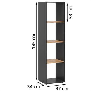 Produktbild für Bücherregal Vicco Ludus, anthrazit / eiche