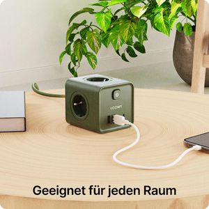 Produktbild für Steckdosenwürfel Voomy Power Cube S7, mit Schalter, grün
