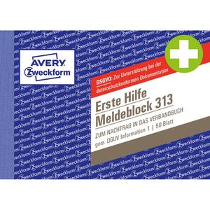 Produktbild für Meldeblock Zweckform Erste Hilfe 313, DSGVO konform