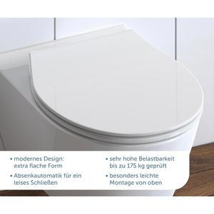 Produktbild für WC-Sitz Schütte Slim White 82700, oval, aus Duroplast