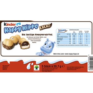 Produktbild für Schokoriegel Kinder Happy Hippo Cacao