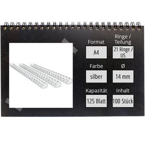 Produktbild für Drahtbinderücken GBC IB161438, silber, für A4