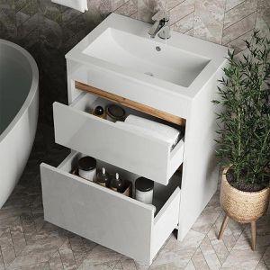 Produktbild für Waschtisch Vicco Detmold, stehend, weiß hochglanz