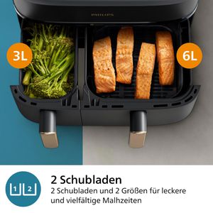 Produktbild für Heißluftfritteuse Philips Series 3000 Dual Basket, NA352/00