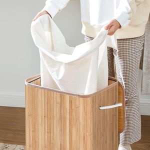 Produktbild für Wäschekorb Songmics LCB10Y, natur, mit Deckel