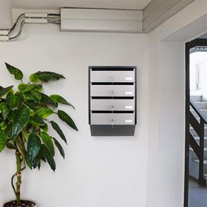 Produktbild für Briefkasten Rottner T06209 Depot 4 silber/schwarz, aus Stahl