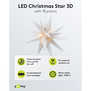 Produktbild für Weihnachtsstern Goobay 64788, weiß, innen + außen