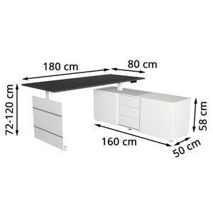 Produktbild für Schreibtisch Kerkmann Move 3, 3848, anthrazit, mit Sideboard