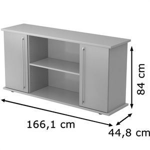 Produktbild für Sideboard Hammerbacher SB2T, aus Holz, silber / lichtgrau