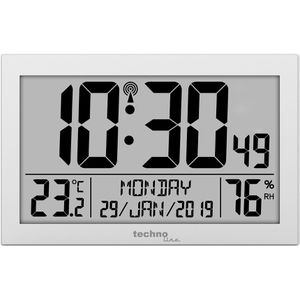 Technoline WS 8006 anthrazit digitale Funkwanduhr Datum Thermometer Hygrometer 
